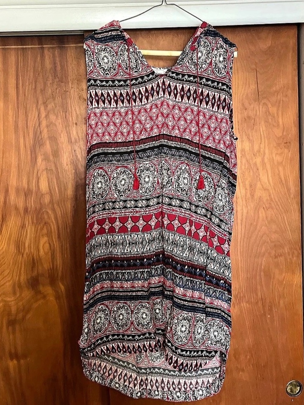 Printed Maxi Dress in Red & Black Like New